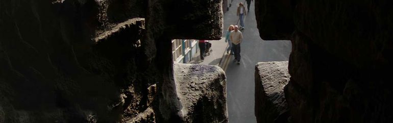 People walking in a street in York.