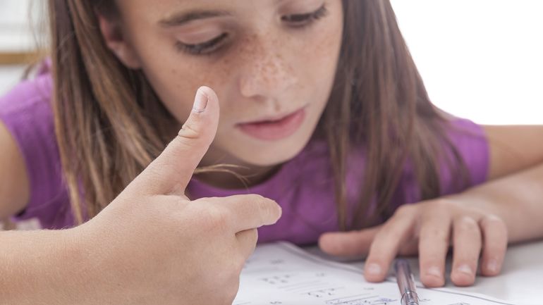 Girl doing math homework